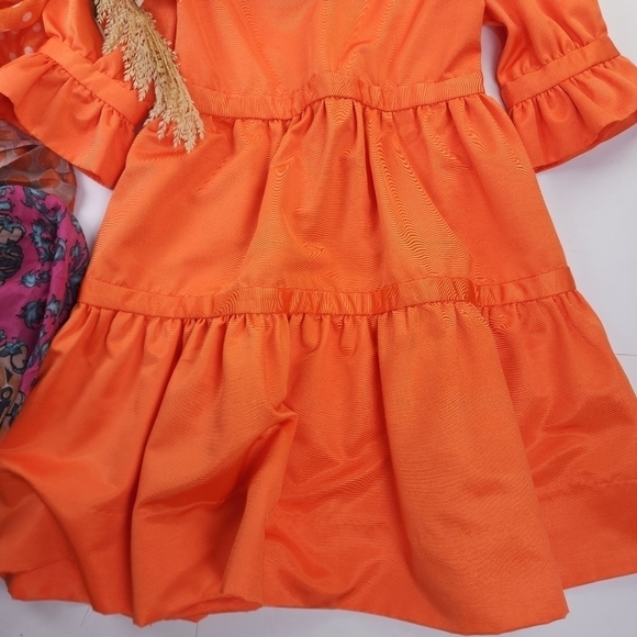New Gretchen Scott Orange Ruffle Pocketed Dress Sz XS - Picture 5 of 16